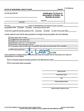Form GN-3220 Notification to Court of Assumption of Duties by Standby Guardian