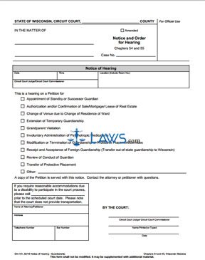 Form GN-101 Notice of Hearing - Guardianship