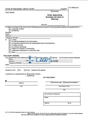 Form GF-131 Order Appointing Guardian Ad Litem or Attorney