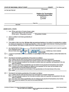 Form GN-3650 Petition for Termination of Guardianship of the Person