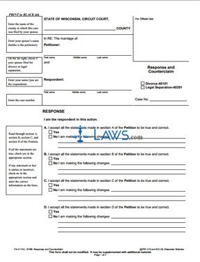 Form FA-4113 Response and Counterclaim