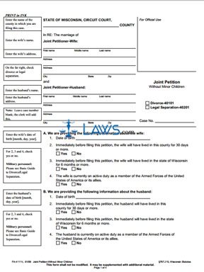 Form FA-4111 Joint Petition Without Minor Children