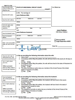 Form FA-4110 Joint Petition for Divorce/Legal Separation 