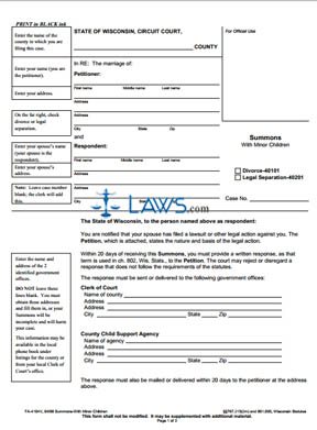 Form FA-4104 Summons with Minor Children