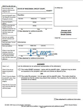 Form SC-5200V Answer and Counterclaim (Small Claims)