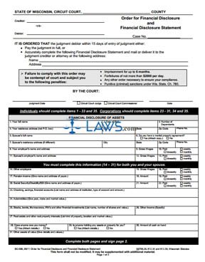 Form SC-506 Order for Financial Disclosure and Financial Disclosure Statement