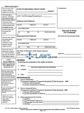 Form FA-4176V Decision & Order for Contempt