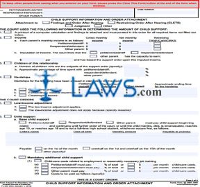 Child Support Information and Order Attachment