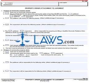 Property Order Attachment to Judgment 