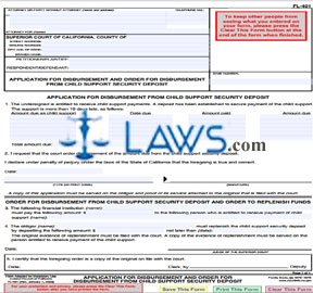 Application for Disbursement and Order for Disbursement From Child Support Security Deposit