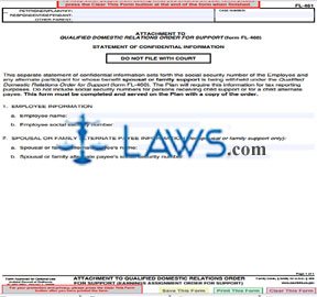 Attachment to Qualified Domestic Relations Order for Support (Earnings Assignment Order for Support)
