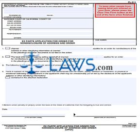 Ex Parte Application for Order for Nondisclosure of Address and Order (UIFSA)