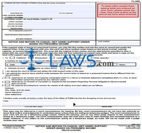 Notice and Motion to Cancel (Set Aside) Support Order Based On Presumed Income (Governmental)