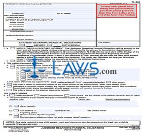 Judgment Regarding Parental Obligations (Governmental)
