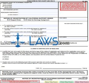 Notice of Registration of California Support Order (Governmental)