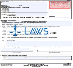 Notice of Motion for Judicial Review of License Denial (Governmental)