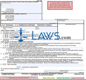 Spousal or Domestic Partner Property Order (Probate-Decedents Estates)