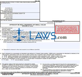 Affidavit re Real Property of Small Value (Probate)