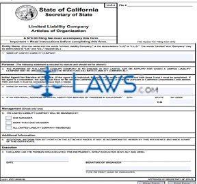 Form CA Articles of Organization (LLC)