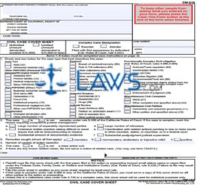 Form CA CM-010 Civil Case Cover Sheet 