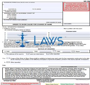 Form CA NC-120 Order To Show Cause For Change Of Name 