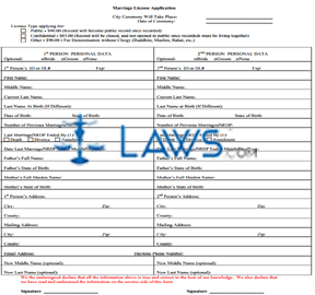 Form CA Marriage License Application LA County