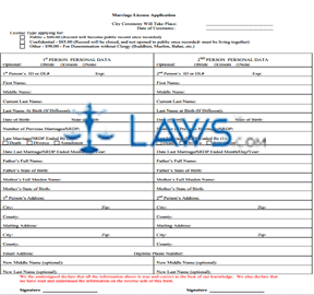 Form CA Marriage License Application County Of Los Angeles 