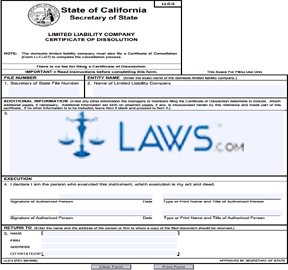 Form LLC-4/7 Certificate of Cancellation 