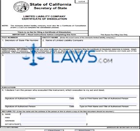 Form LLC-3 Certificate of Dissolution 