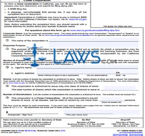 Form ARTS-CL Articles of Incorporation for a Closed Corporation 