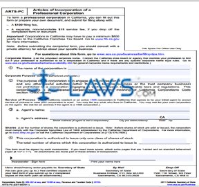 Form ARTS-PC Articles of Incorporation of a Professional Corporation 