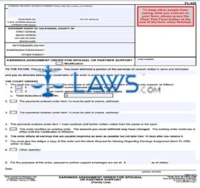 Form FL-435 Earnings Assignment Order for Spousal or Partner Support 