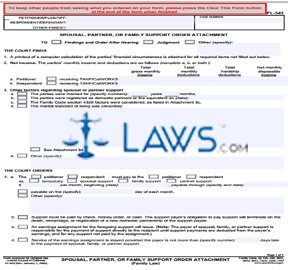 Form FL-343 Spousal, Partner, or Family Support Order Attachment 