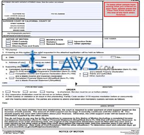 Form FL-301 Notice of Motion