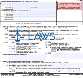 Form FL-115 Proof of Service of Summons 