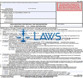Form FL-170 Declaration for Default or Uncontested Dissolution or Legal Separation