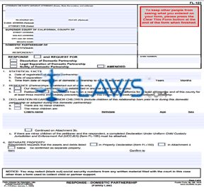 Form FL-123 Response — Domestic Partnership