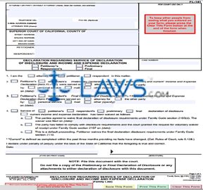 Form FL-141 Declaration Regarding Service of Declaration of Disclosure