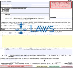 Request to Amend Claim Before Hearing (Small Claims)