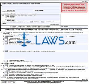 Order Appointing Temporary Conservator (Probate-Guardianships and Conservatorships)