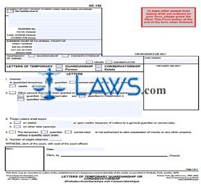 Letters of Temporary Guardianship or Conservatorship (Probate-Guardianships and Conservatorships)