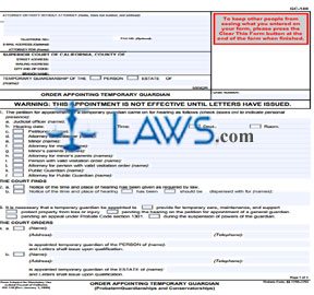 Order Appointing Temporary Guardian (Probate-Guardianships and Conservatorships)