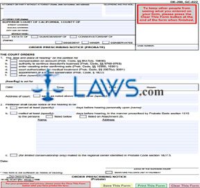 Order Prescribing Notice [same as DE-200]