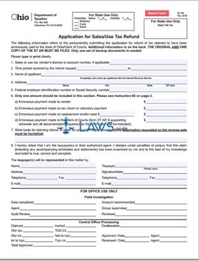 Form Application for Sales and Use Tax Refund