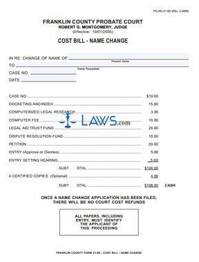 Form PC-NC-21.0A Name Change Packet (Adult)