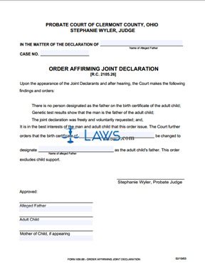 Form 659_00 Order Affirming Joint Declaration