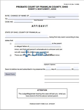 Form PC-NC-21.2E Affidavit