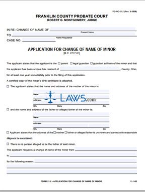 Form PC-NC-21.2 Application for Change of Name of Minor