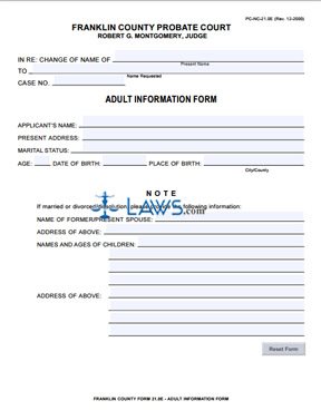 Form PC-NC-21.0E Adult Information Form