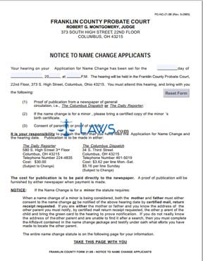 Form PC-NC-21.0B Notice to Name Change Applicants